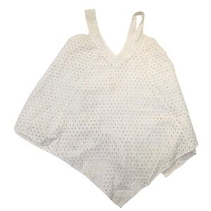 White Eyelet Handkerchief Sleveless V Neck Top Women's Size Small